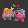 Happy Orange and Pink Hat Wearing Cartoon Characters with Smiling Faces and Floating Hearts