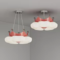 Elegant Red And White Petal Shaped Ceiling Lights With Modern Metal Base 3d model