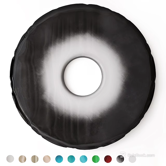 Black Round Wall Lamp With White Central Ring And Modern Minimalist Design 3d model 