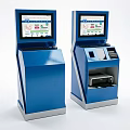 Modern Blue Commercial Self Service Kiosks With Touch Screens And Receipt Printers