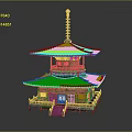 Traditional Wooden Pagoda Architecture With Multi Tiered Dark Tiled Roof And Wooden Structure