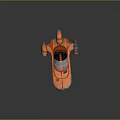 Orange Futuristic Spacecraft With Transparent Cockpit And Multiple Engines