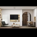 Modern Living Dining Room Interior With Green Sofa Wooden Coffee Table And Dining Chairs