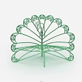 Unique Public Chairs With Floral And Apple Shaped Metal Structures In Green And Colorful Design