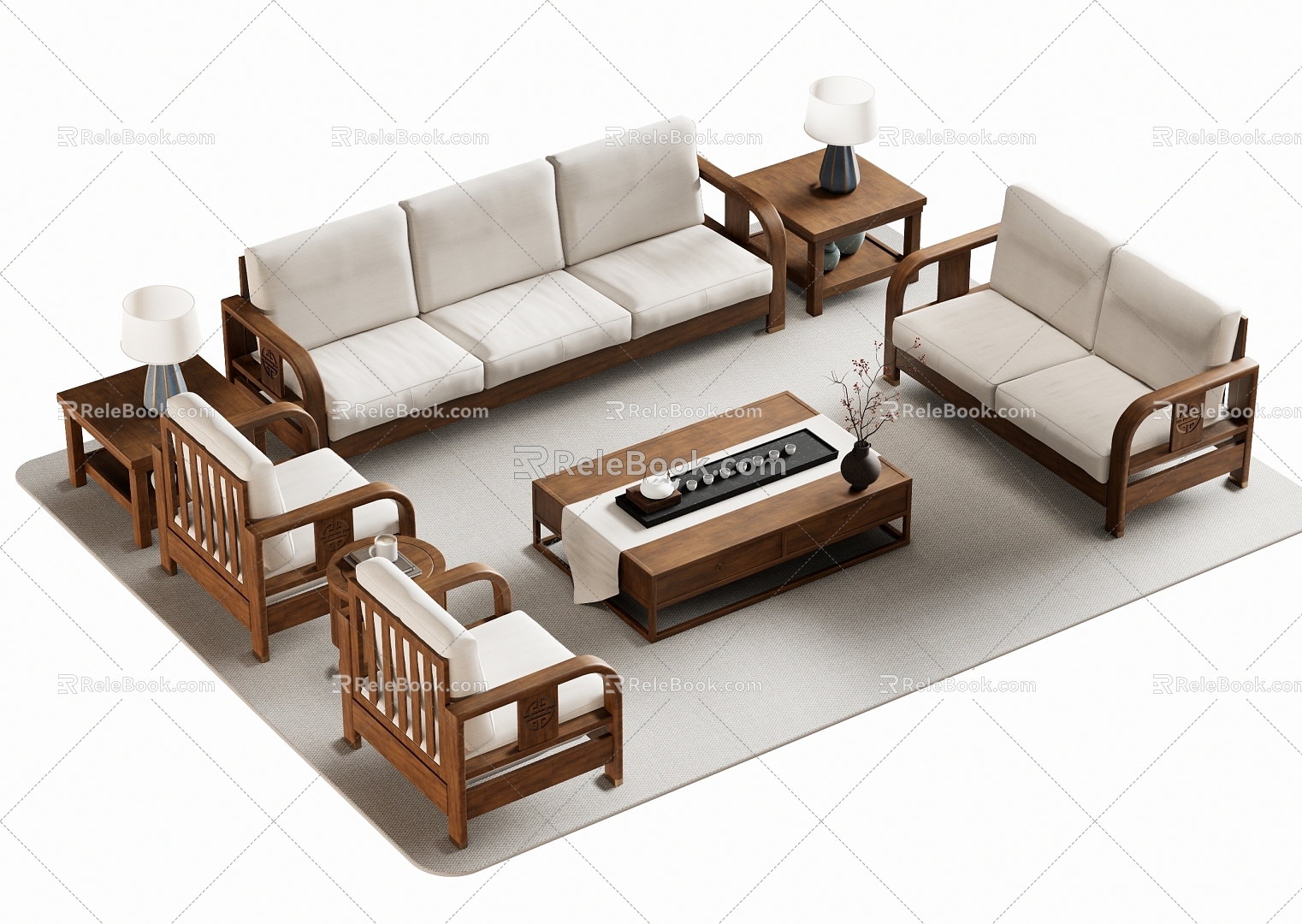 New Chinese Sofa Coffee Table 3d model