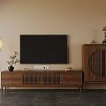 Modern Living Room With TV Stand Floor Lamp And Wooden Cabinet Decor