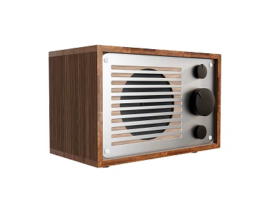 Vintage Wooden Speaker With Retro Design Metal Grille And Control Knobs 3d model