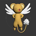 Game And Movie Character Yellow Cartoon Figure With White Wings And Lotus Shaped Tail
