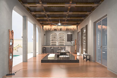 Quiet Hall Homestay Hall Front Desk Homestay Reception Hall Waiting Area Cashier Front Desk Reception 3d model