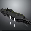 Interstellar Gray Spaceship With Yellow Lines And Futuristic Aerospace Structure Design