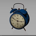 Blue Retro Alarm Clock With Copper Bells Handle Legs And Classic Clock Face Design