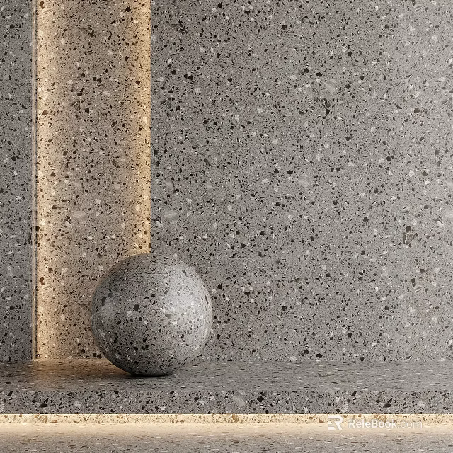 Modern Textured Wall With Built In Light And Spherical Ornament 3d model