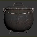 Traditional Cast Iron Cooking Pot With Lid Handle And Legs For Kitchen Use