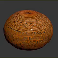 Ceramic Vessel With Intricate Carvings Traditional Geometric Patterns And Artistic Scenic Designs
