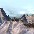 Ancient Great Wall Architecture With Wooden Frameworks On Scenic Mountain Peaks 3d model