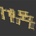 Black Wooden Fence Structure With Vertical Horizontal Slats And Irregular Geometric Shapes 3D Model