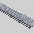 Stainless Steel Industrial Roller Conveyor System with Long Frame and Support Brackets for Material Handling