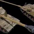 Sandy Brown Military Tank With Long Cannon And Track Details 3D Render