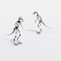 Artistic Rendering Of Two Standing Dinosaur Skeletons On White Background