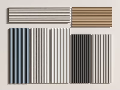 Modern Wall Paneling with Various Colors and Vertical Striped Designs for Interior Decor 3d model