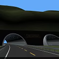 Road Facilities Featuring Stone Wall Tunnel Dual Carriageway Guardrail And Yellow Lane Markings