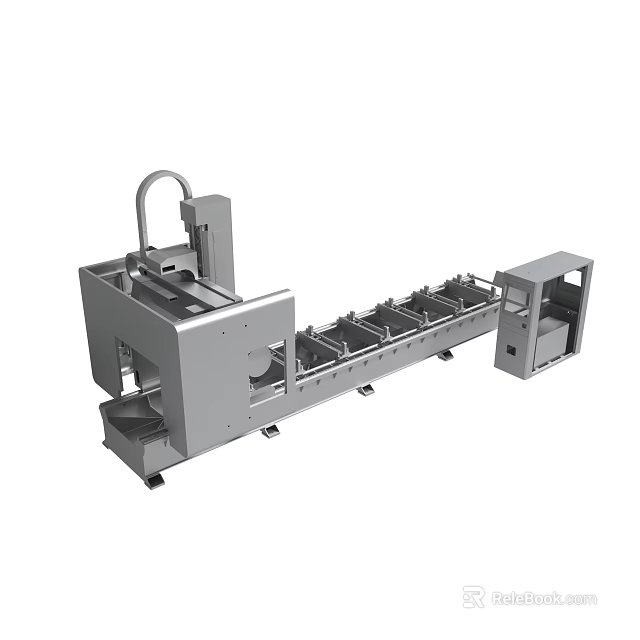 Industrial Automated Conveyor Machinery With Metal Structure And Mechanical Arm 3d model 