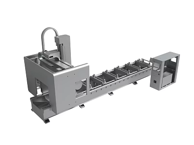 Industrial Automated Conveyor Machinery With Metal Structure And Mechanical Arm 3d model