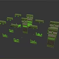 3D Model Ancient Architecture Scattered Wooden Components and Structural Parts