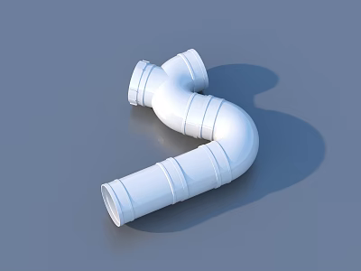 White Curved PVC Plumbing Fitting with Connection Ports for Household Use 3d model