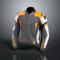 Gray Orange And White Motorcycle Jacket With Protective Panels And Stylish Design
