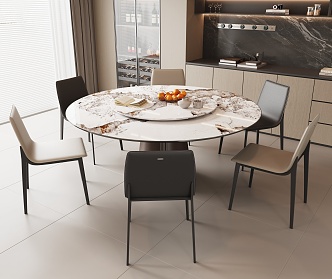 Modern Dining Table and Chair Combination 3d model