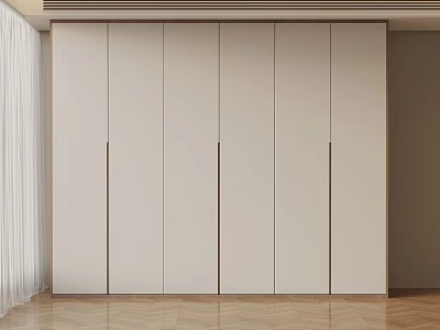 Modern Minimalist White Integrated Wardrobe With Sliding Doors And Clean Design 3d model