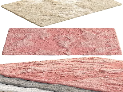 Soft Textured Square Rugs in Beige Pink and Gray for Modern Home Decor 3d model