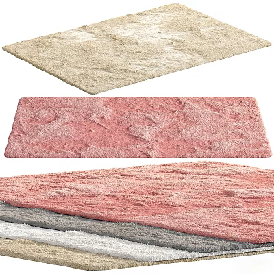 Soft Textured Square Rugs in Beige Pink and Gray for Modern Home Decor 3d model