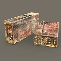 Two Vintage Rusty Worn Metal Storage Boxes With Letter Markings For Home
