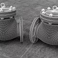 Industrial Metal Check Valves With Flanged Connections And Size Specification Markings