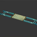 Medical Stretcher With Blue Frame And Striped Fabric Surface For Emergency Patient Transport
