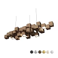Modern Geometric Cube Chandelier With Hanging Wooden Design And Illuminated Cubes