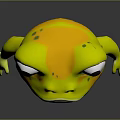 Anthropomorphic Cartoon Frog Character In Green Outfit And Orange Pants With Large Eyes