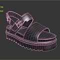 Modern Platform Sandals With Leather Straps And Wavy Sole Design 3d model