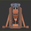 3D Rendered Orange Construction Crane With Mechanical Arm And Support Base