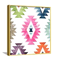 Colorful Geometric Pattern Decorative Paintings With Gold Frame Wall Art Four Panels