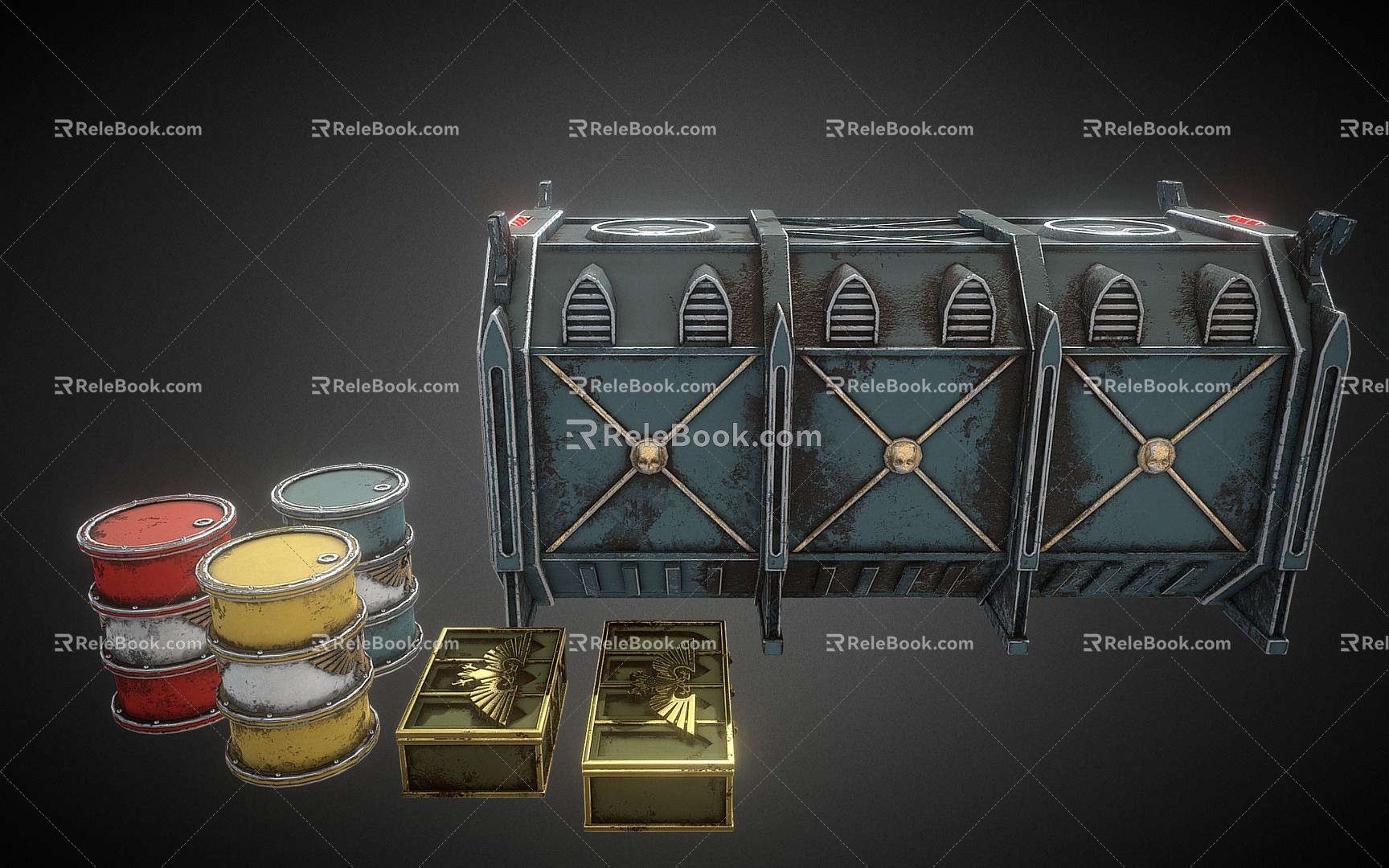 Modern ammunition box iron drum container 3d model