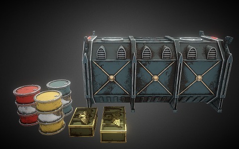 Modern ammunition box iron drum container 3d model