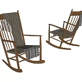 Pair of Wooden Rocking Chairs With Cozy Blanket And Classic Design Details