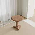 Wooden Side Table With Round Top And Unique Curved Base Design For Living Room