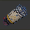 Rustic Explosive Weapon Featuring Yellow Stripe Lightning Symbol Metal Components And Red Trigger