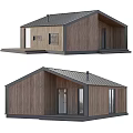 Modern Detached House Featuring Wooden Exterior Dark Roof And Large Windows