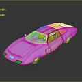 Purple Streamlined Car With Blue Windows And Glossy Finish On Dark Background With Reflection