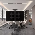 Stylish Modern Marble Office Reception Desk With Brand Logo Wall And Elegant Business Interior Design
